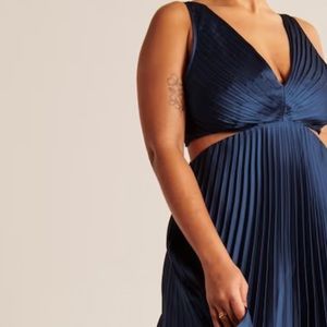 Abercrombie Satin Pleated Cutout Dress